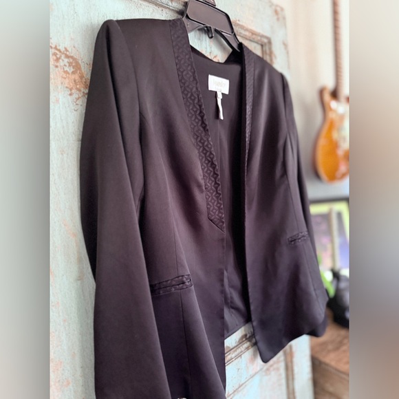 Laundry by Shelli Segal Black Tuxedo Satin Blazer Jacket Size 8 - Picture 3 of 11